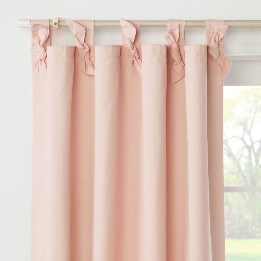 42"x84" Tie-Top Embellished Blackout Kids' Window Curtain Panel - Pink